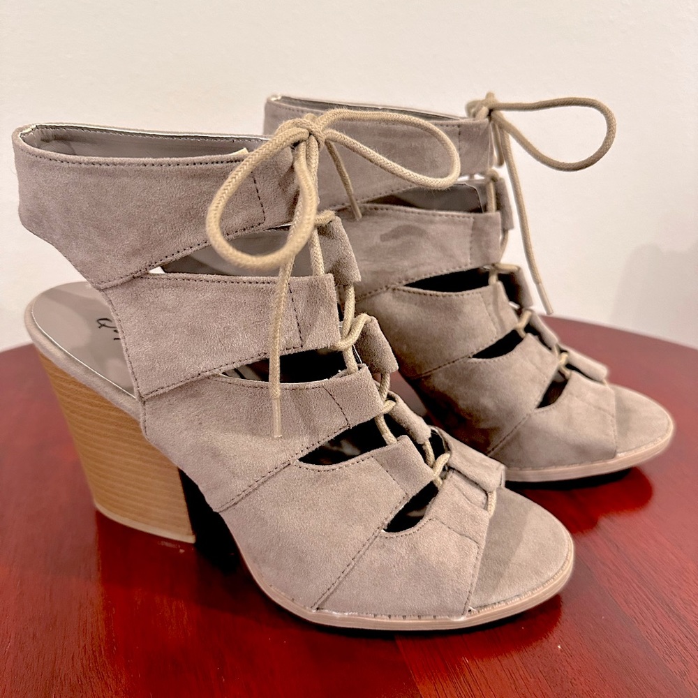 Lace Up Block Heels